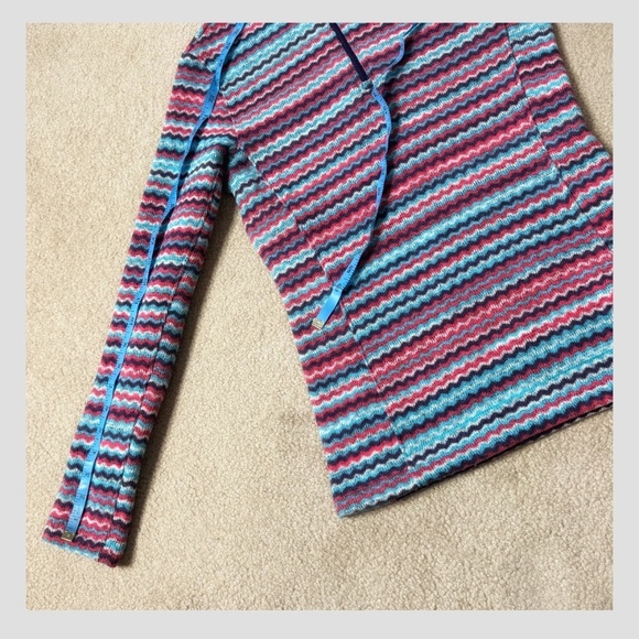 Spyder Savona 1/4 Zip Fleece Mock Neck Colorful Stripe Pullover Top Shirt Size 8 - Picture 10 of 14